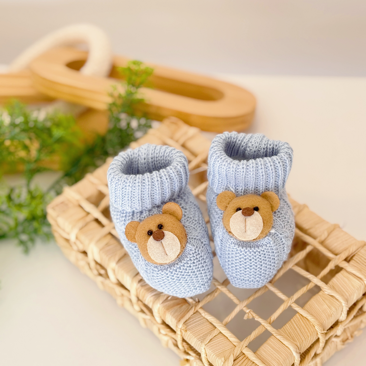 Sapatinho de linha Ursinho Azul bebê